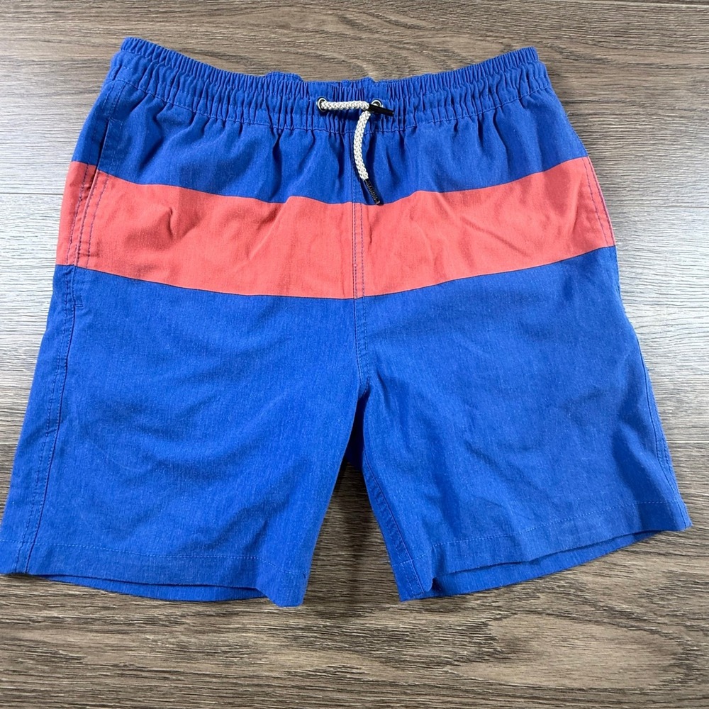 Fair Harbor Boys Swim Trunks Blue Red Stripe Built in Liner XL Beach Preppy Swim